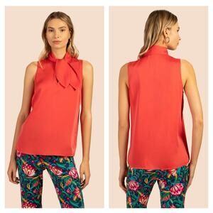 Trina Turk Mayra Silk Blend Top Blouse in Paprika Red XXL